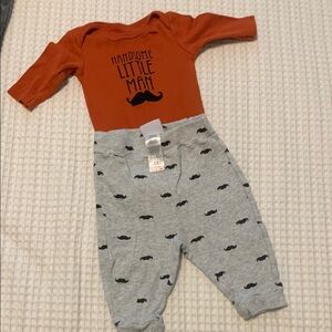 Handsome Little Man Orange and Gray Baby Outfit